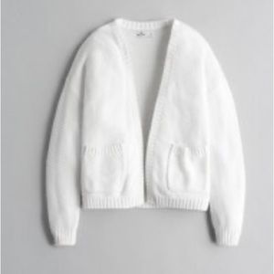 White Slouchy Longer Length Open Cardigan